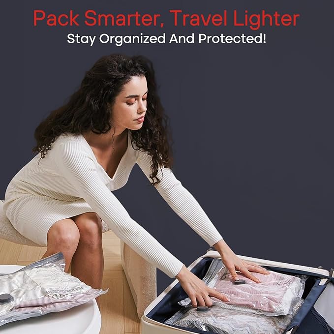 12-Pack Travel Vacuum Storage Bags, Lightweight Space Saver Bags for Luggage (Pump Not Included)