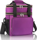 GLENKEY Expandable Insulated Lunch Box, Double Deck Lightweight Large Lunch Bag Tote Leakproof Cooler Bags for Women Adults Work Outdoor Picnic Daytrip, Purple, 16L