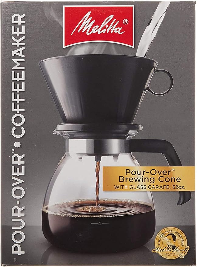 Melitta 52 oz. Pour-Over Coffee Brewer with Glass Carafe, Black