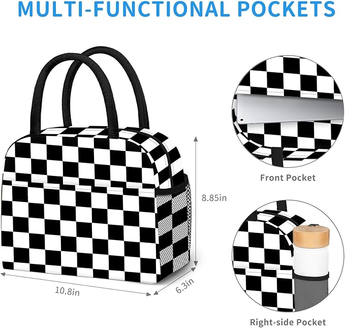 DALINDA Lunch Bag Lunch Box for Women Men Reusable Insulated Lunch Tote Bag,Leakproof Thermal Cooler Sack Food Handbags Case High Capacity for Travel Work Picnic Beach- Square