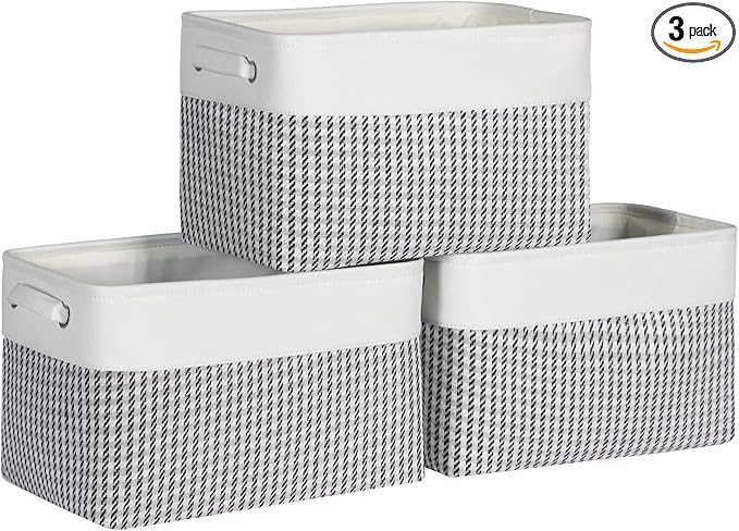 Kntiwiwo Foldable Storage Bin Collapsible Fabric Storage Basket Cube with Durable Handles Closet Organizer Bins for Organizing Shelves Drawers, Set of 3, 15" x 10" x 9.5", Houndstooth