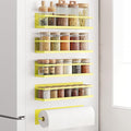 Magnetic Spice Rack For Refrigerator Magnetic Fridge Shelf For Kitchen Spice Organizer Magnetic Shelf For Fridge Space Saving Yellow 4 Pack With Magnetic Paper Towel Holder