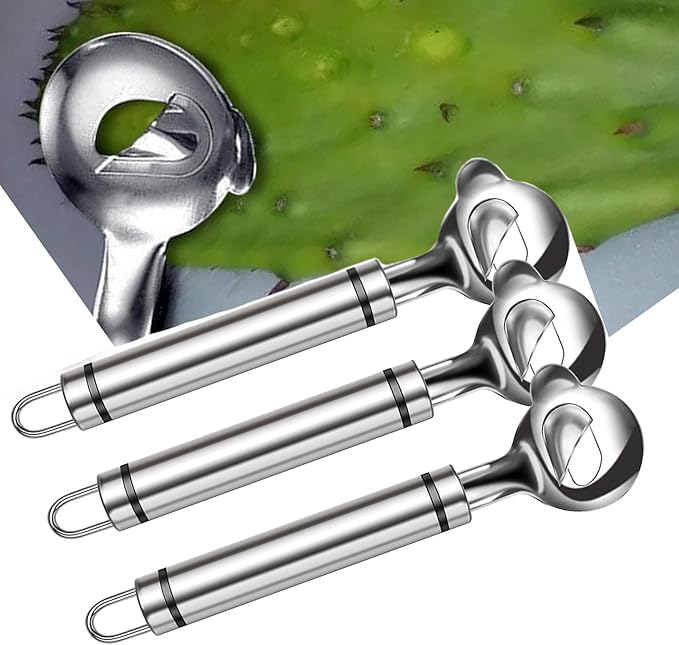 Cactus Peeler Tool, 3 Pack Stainless Steel Pelador de Nopales, Spoon Cactus Thorn Removal Tool, 7.48x1.89in Portable Tools for Kitchen Accessory