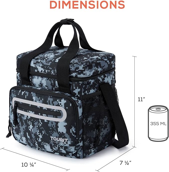 TOURIT Large Lunch Bag 14L Insulated Lunch Box Lunch Cooler for Men Women Work, Black