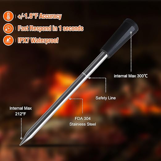 4-Probe Premium Wireless Meat Thermometer: Perfect for BBQ, Oven, Grill. iOS & Android Apps, Apple Watch & Alexa Ready. Dishwasher Safe.