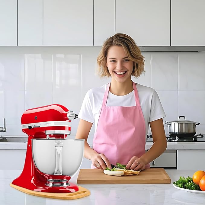 Mixer Slider Compatible with Kitchen aid Bowl Lift 4 .5-5 Qt Stand Mixer Bamboo- Kitchen Countertop Storage Mover Sliding Caddy for Kitchen Aid 4 .5-5 Qt Mixer (4 .5-5 Qt with handle-Natural)