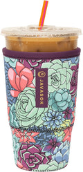 Sok It JavaSok Iced Coffee & Cold Soda Insulated Neoprene Cup Sleeve (Succulents, Large: 30-32oz)