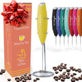Elementi Milk Frother Handheld - Electric Coffee Mixer for Lattes, Cappuccinos and Cold Foam - Compact Drink Frother Wand for Barista-Style Beverages (Yellow)
