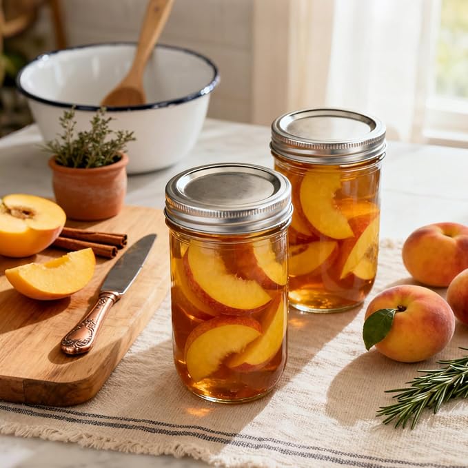 ComSaf 12 oz Mason Jars with Lids 6 Pcs, Regular Mouth Canning Jars with Seal Bands, 12 oz Glass Jar with lid for Soft Drinks, Juice, Jam, Jelly, Sauce, Dessert, Overnight Oats, Pickles