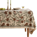 ISAENNE Designer Christmas Beige Linen Small Rectangular Tablecloth,Pinecones Pattern Indoor Tablecloths,Washable Decor Table Cloth for Dining Thanksgiving Kitchen Christmas,55"*71"-Carol B
