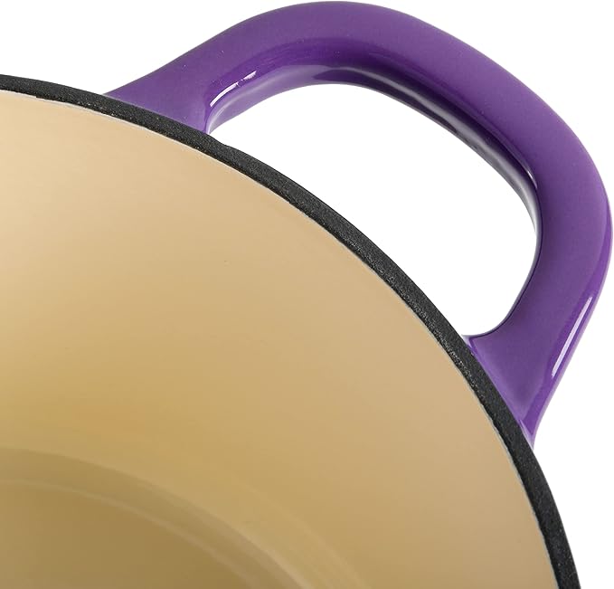 Crock-Pot Artisan 5-Quart Round Enameled Cast Iron Dutch Oven – Lavender Purple, Durable Heavy-Duty Cookware for Slow Cooking, Roasting, Baking with Lid