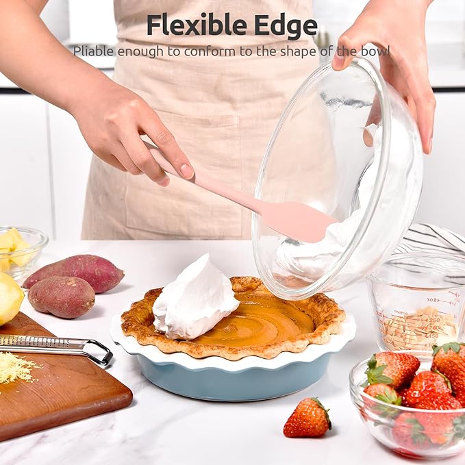 Heat Resistant Silicone Spoon Spatula: U-Taste 600ºF High Heat Flexible 11.38in Silicon Mixing Stirring Cooking Scraping Baking Bowl Scraper, Seamless for Kitchen Nonstick Cookware (‌Pink‌)