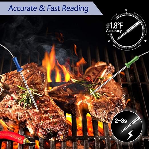 500FT Digital Meat Thermometer with Multy Probes Bluetooth for Smoker Grilling Oven (FS-52)