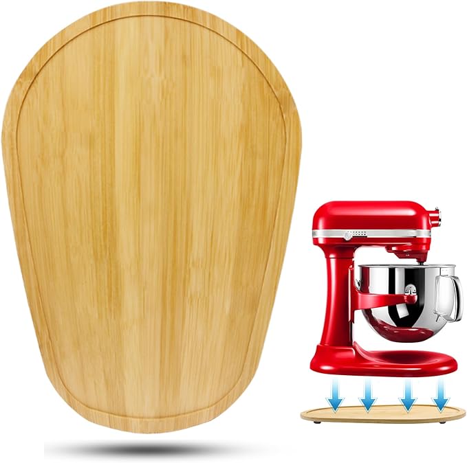 Bamboo Mixer Slider Compatible with Kitchen aid Bowl Lift 5-8 Qt Stand Mixer - Kitchen Countertop Storage Mover Sliding Caddy for Kitchen Aid 5-8 Qt Mixer