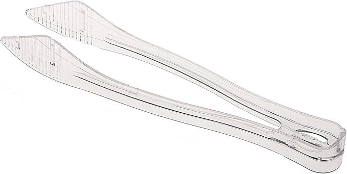PARTY BARGAINS 8.5 Inches Plastic Serving Tongs, 6 Pack, Premium Quality & Heavy-Duty Clear Plastic Tongs for BBQ, Salads, Grilling, Buffets, & Kitchen