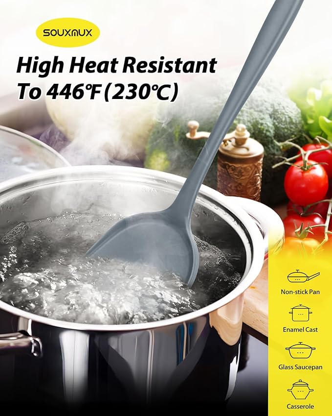 4 Pcs Silicone Kitchen Utensils Set, Wok Spatulas-Slotted Turner-Cooking Spoon-Slotted Spoon, Nonstick BPA Free High Heat Resistant Cooking Utensils for Frying, Mixing, Serving, Draining, Stirring