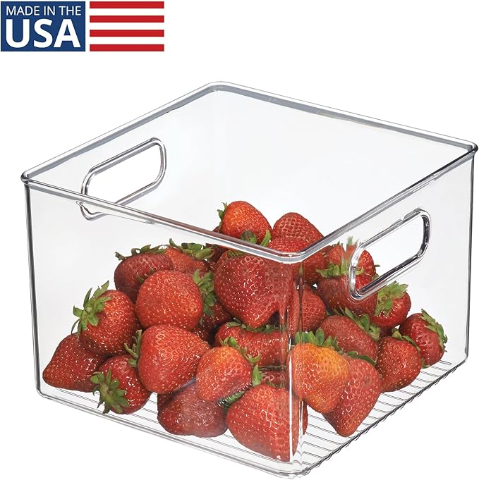 iDesign Pantry Storage Bin with Handles for Kitchen Cabinets or Fridge - Clear - Made in USA