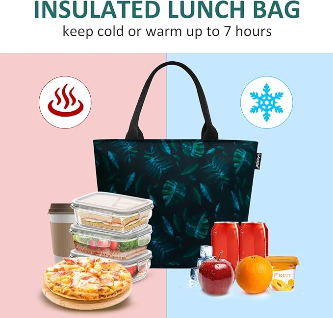 Gloppie Lunch Bag Women Lunch Box Insulated Tote Bag for Work Leakproof Lunch Bags Cooler Bags Plantain Leaf 9L