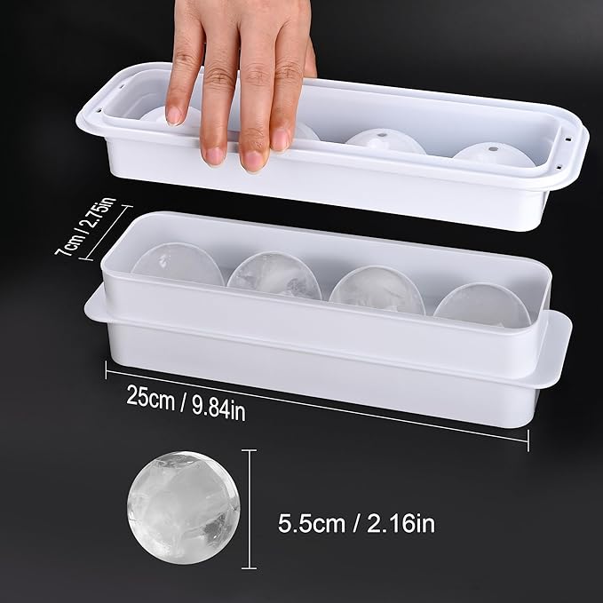 Premium Ice Cube Tray with Lid - BPA-Free Round Ice Cube Mold, Easy-Release Reusable Ice Cubes, Durable Sphere Ice Mold for Cocktails & Beverages, Stackable Ice Molds for Whiskey