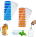 Lily's Home Silicone Ice Cube Tray with Lid Set of 2, BPA-Free, Ideal for Water Bottles & Sports Bottles, Flexible & Stackable Design for Quick Release, Ice Cube Trays for Freezer(11.81"*4.72"*0.95")