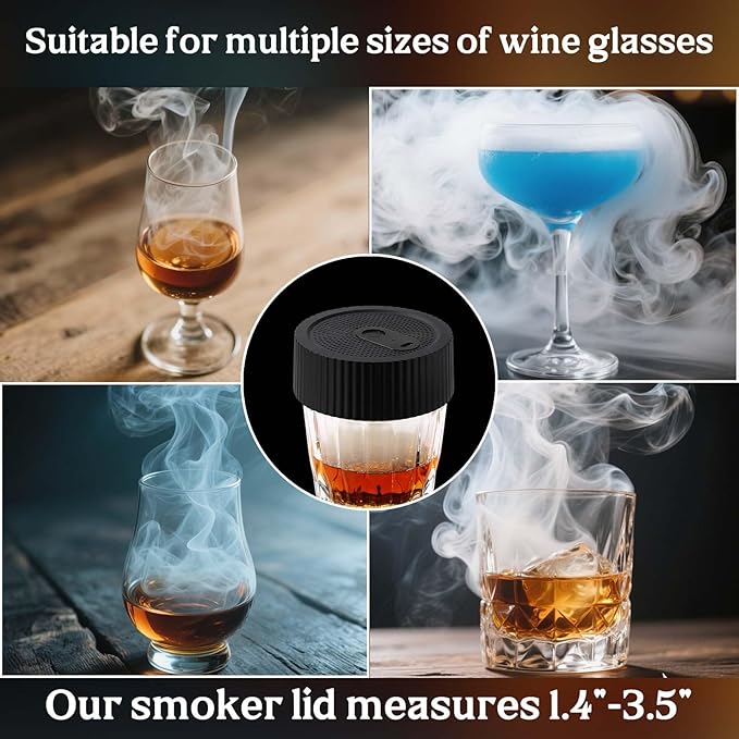 Electric Whiskey Smoker Kit Rechargeable Cocktail Smoker with 6 Wood Chips, No Butane Needed, Mens Gift for Whiskey Lovers, Old Fashioned Smoker Kit for Men, Bourbon Smoker Kit