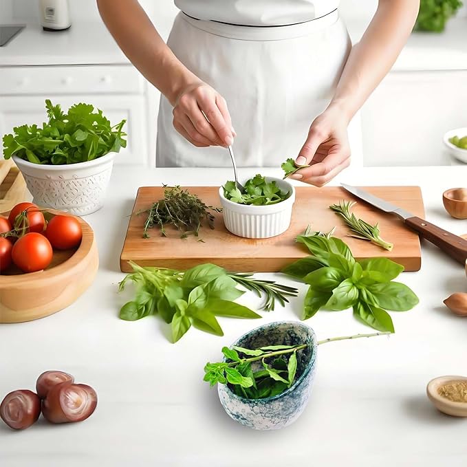 Pottery Herb Stripper Bowl Multi Size Holes Ceramic Stripping Tool Decorative Leaf Cilantro Parsley Basil Veggies Durable Kitchen Gadget