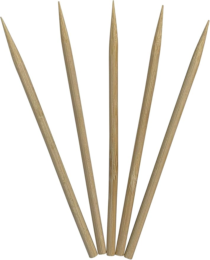 KingSeal Renewable Bamboo Heavy Duty Skewers, Sticks, 4.5 Inches x 3.8 mm diameter - 4 Bags of 100 Skewers (400 Count)