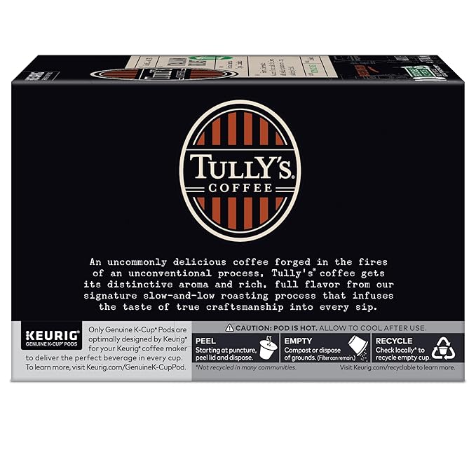 Tully's Coffee Italian Roast, Keurig Single-Serve K-Cup Pods, Dark Roast Coffee, 60 Count (6 Packs of 10)
