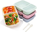 4 pack Bento Lunch Box, 2 Compartments Meal-Prep Containers with Lids, Microwave & Dishwasher Safe, Reusable Divided Food Food Storage Containers -Stackable for Travel, School and Work