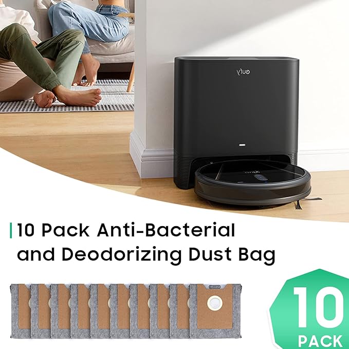 Leemone 10 PACK Dust Bags for eufy Clean G35+, G40+, G40 Hybrid+ Auto-Empty Station, eufy RoboVac Replcement Bags Accessory, 4 Layer Filtration System with Activated Carbon Fabric to Remove Odors