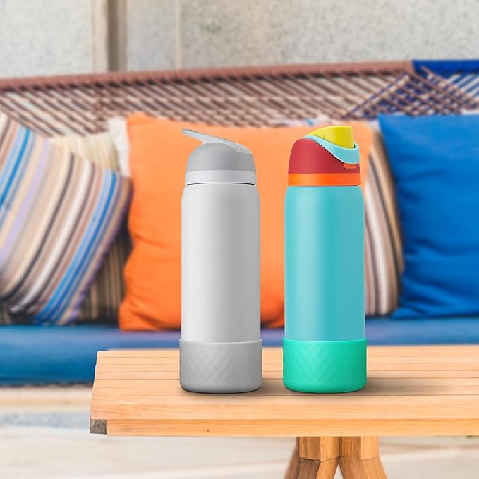 2PCS Silicone Water Bottle Boot for Owala 32oz, Protective Bottom Bumper Anti-Slip Sleeve for FreeSip, Twist, and Flip Stainless Steel Bottles, Dishwasher Safe and BPA Free