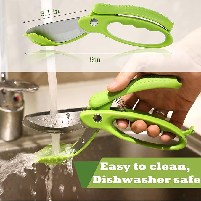 Salad Scissors with Double Blades, Lettuce Chopper for Chopped Salad, Green