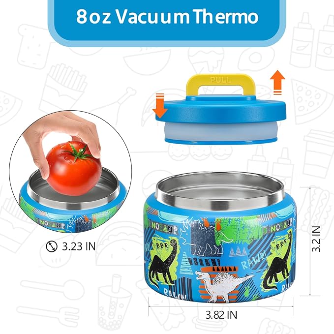 MAISON HUIS 8oz Soup Thermo Wide Mouth Vacuum Insulated Thermo Jar, Leak Proof Stainless Steel Food Container