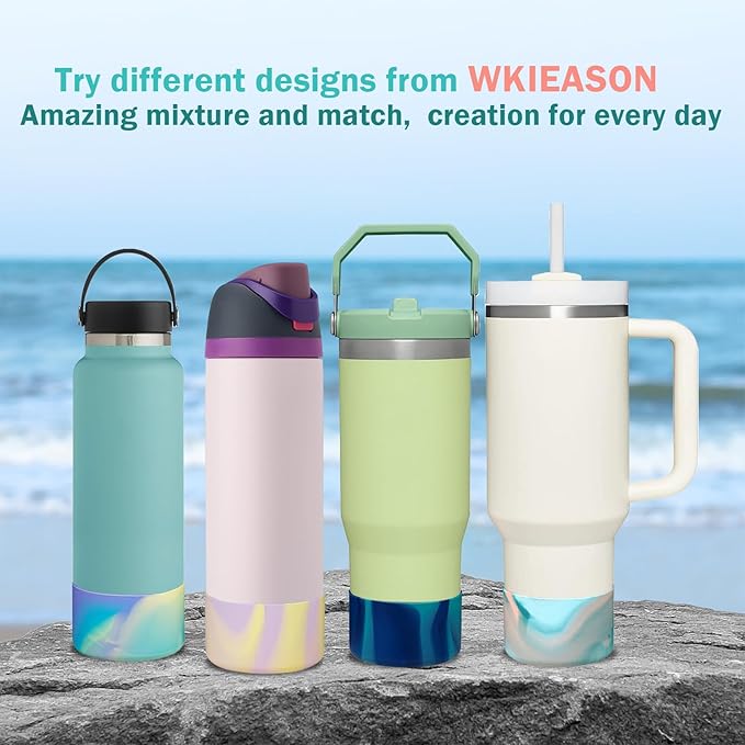 WK IEASON 2 Pcs Tumbler Bottom Protector Boot for Stanley Quencher Adventure 40oz & Stanley IceFlow 20oz 30oz, Stealth Landing-2.83inch Bottom Diameter