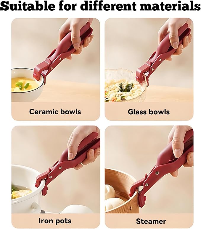 Hot Plate Grippers, Hot Plate Gripper Lifters Tongs, Multi-function Anti-Scald Bowl Clip, Silicone Non-slip Hot Dish Plate Holder, Kitchen Utensil for Bowls,Pans,Dishes (Mix-2pcs)