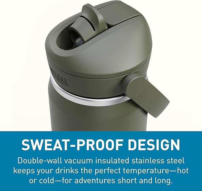 CamelBak Thrive Flip Straw Insulated Stainless Steel Water Bottle Moss, 20oz