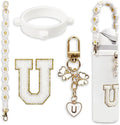 Cute Letter Charm Set Compatible with Owala Water Bottle 24 oz, 32 oz, 40 oz, Owala Kids, Owala Coffee Tumbler, Owala FreeSip – Includes Handle Strap, for Owala Accessories & Stanley Cup Accessories