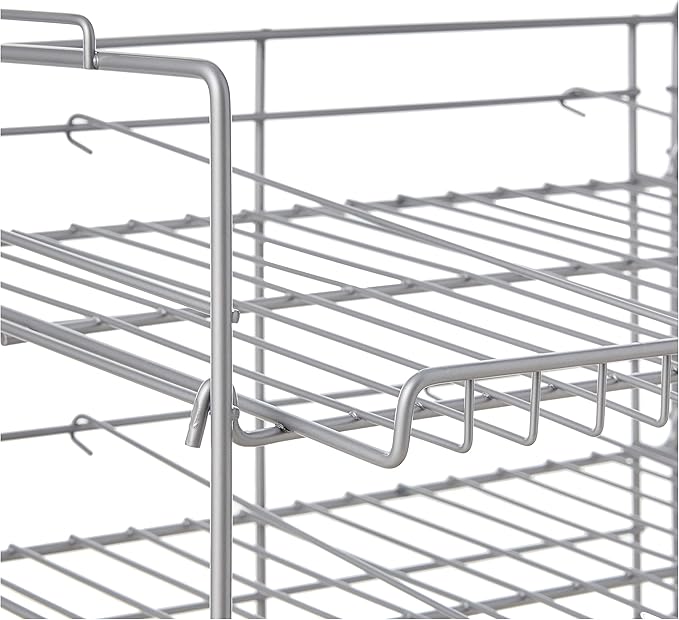 Atlantic Gravity-Fed Compact Double Canrack – Kitchen Organizer, Durable Steel Construction, Stackable or Side-by-Side, PN in Silver (Pack of 2)