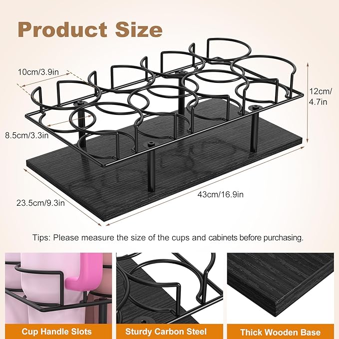 Housolution Pull Out Water Bottle Organizer for Cabinet, Slide Out Tumbler Storage Organizer for 10 to 40 oz Cups, Sliding Cup Holder Rack Compatible with Stanley, Owala and Other Brands, Black