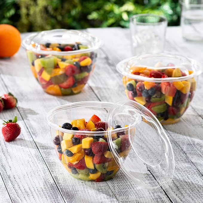 Comfy Package [48 oz. - 50 Count] Clear Plastic Salad Bowls with Lids, Disposable Salad Containers for Lunch - Perfect for Takeout, Salads, and Meal Prep