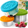 TAVVA Stainless Steel Lunch Containers for Kids [12oz/ 7oz/ 3oz] - BPA-Free Metal Lunchbox with Leakproof Silicone Lids - Lunch Box for Kids - Small Snack Food Containers with Lids - Dishwasher Safe