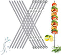 Large Metal Skewers For Grilling,Shish Kebab Skewer 23.6" Skewers For Kabobs Flat Barbecue Skewer Stainless Steel BBQ Grill Stick for Meat, Chicken, Shrimp, Fruit, Vegetables