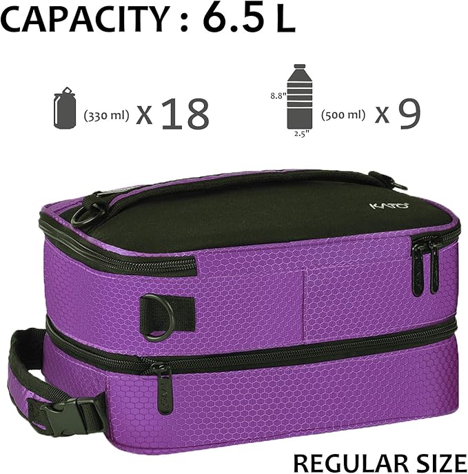 Tirrinia Expandable Insulated Lunch Bag for Men Women – Leakproof Reusable Cooler LunchBox for Kids & Adults with Shoulder Strap, Perfect for Work, School, Office, Travel,Purple