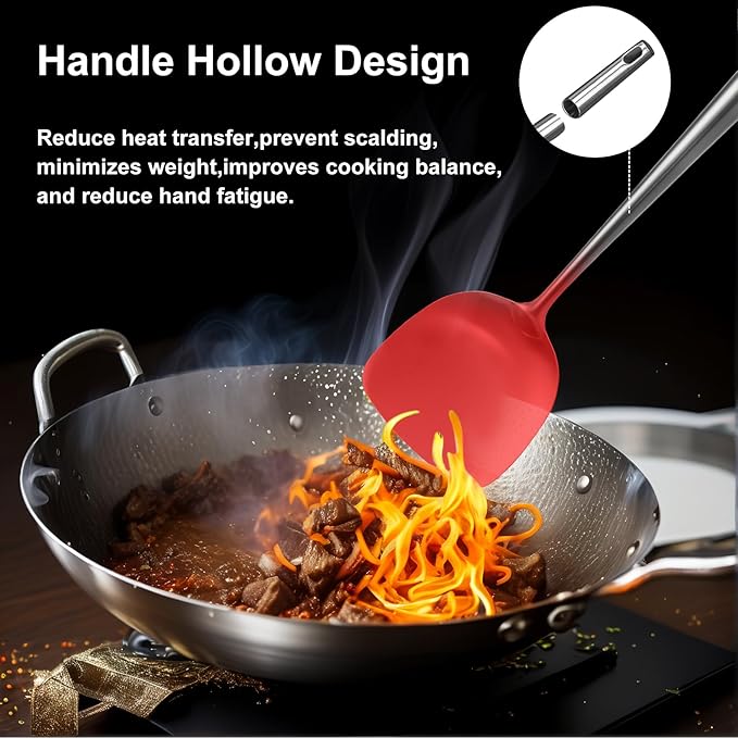 18/10 Stainless Steel Cooking Utensils,2 Pcs All Metal Stainless Steel Kitchen Utensils Set with Wok Spatula,Slotted Spatula Turner(Dishwasher Safe)