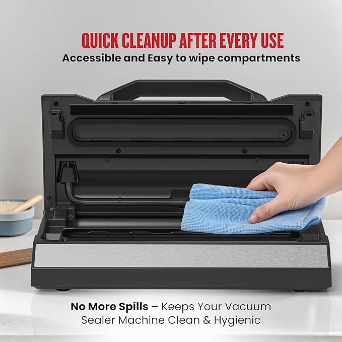 Magic Mill Professional Vacuum Sealer Machine Pro with New Patent Handle MVS-5181 for Food Bags, Marinate Bowls, and Meal Packing Cannister | Vacuum Sealer with Cutter and Jar Attachment