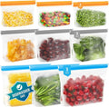 Dishwasher Safe Reusable Storage Bags Stand Up - BPA Free Reusable Sandwich Bags - Leakproof Gallon Freezer Bags, Silicone Food Storage Bags - Multicolor 3 Gallon + 3 Sandwich + 3 Snack Bags