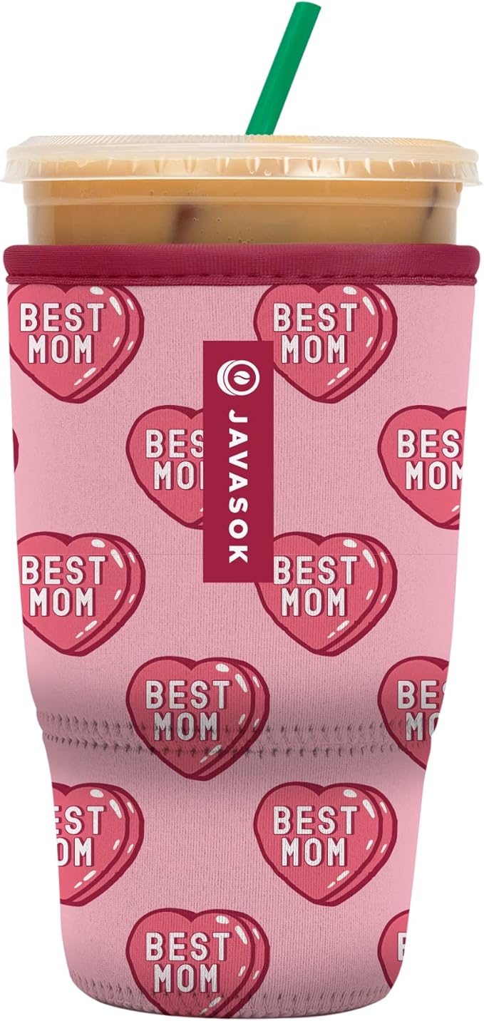 Sok It JavaSok Iced Coffee & Cold Soda Insulated Neoprene Cup Sleeve (Dear Mom, Large: 30-32oz)