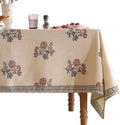 ISAENNE Designer Linen Light Beige Table Cloth for Rectangle Table,French Colorful Floral Table Cloth,Stain Resistant Decor Tablecloths for Dining Thanksgiving Kitchen,55"*87"-Helena E