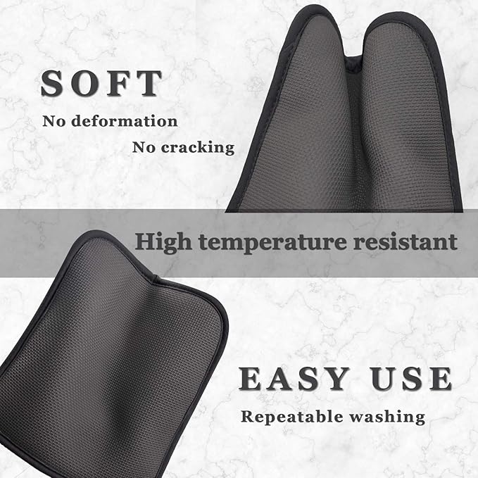 Cotton and Neoprene Oven Pads Pot Holder with Pocket 8"x8.5" Dual-Function Hot Pad Set for Finger Hand Wrist Protection Heat Resistant to 428°F Black