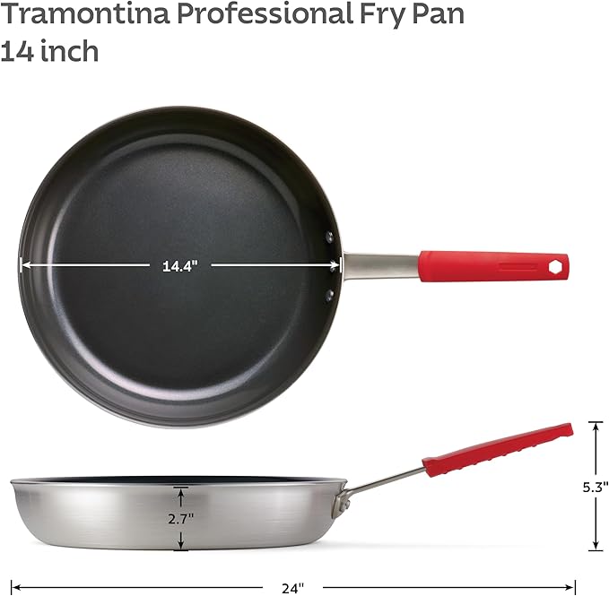 Tramontina Professional 14-Inch Ceramic Non Stick Extra Large Frying Pan, Heavy-Gauge Aluminum Skillet with Nonstick Coating, Dishwasher and Oven Safe, Black